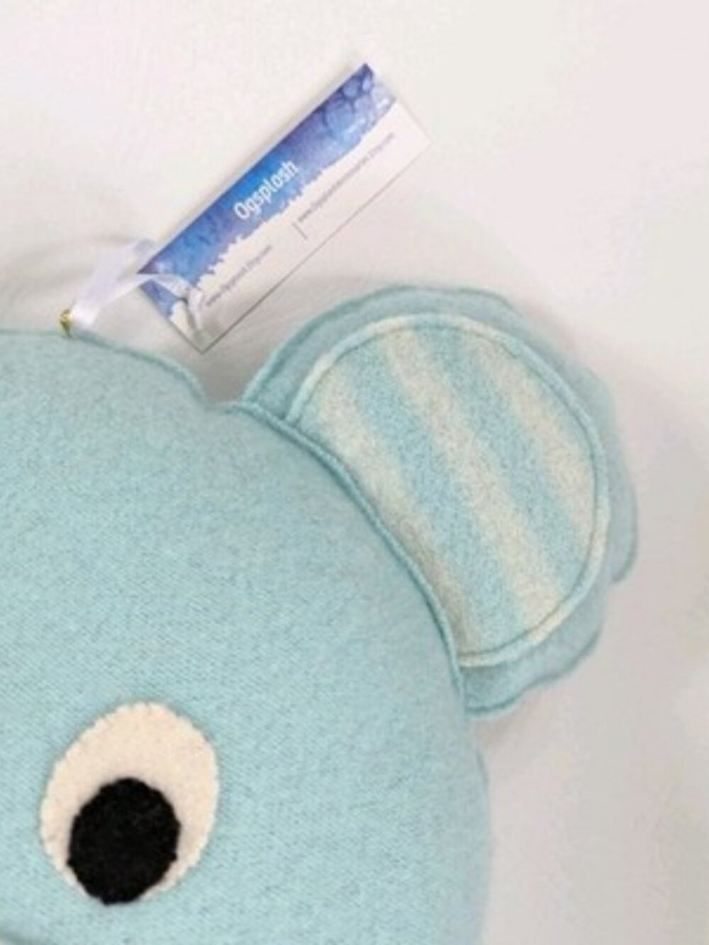 NWT Cashmere Felted Bear Pillow Toy Blue Kids Baby Washable Nursery - Picture 3 of 5